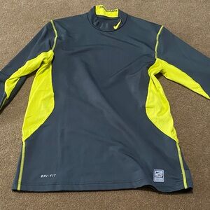 Nike Men's Charcoal and Neon Yellow Dri-Fit Medium